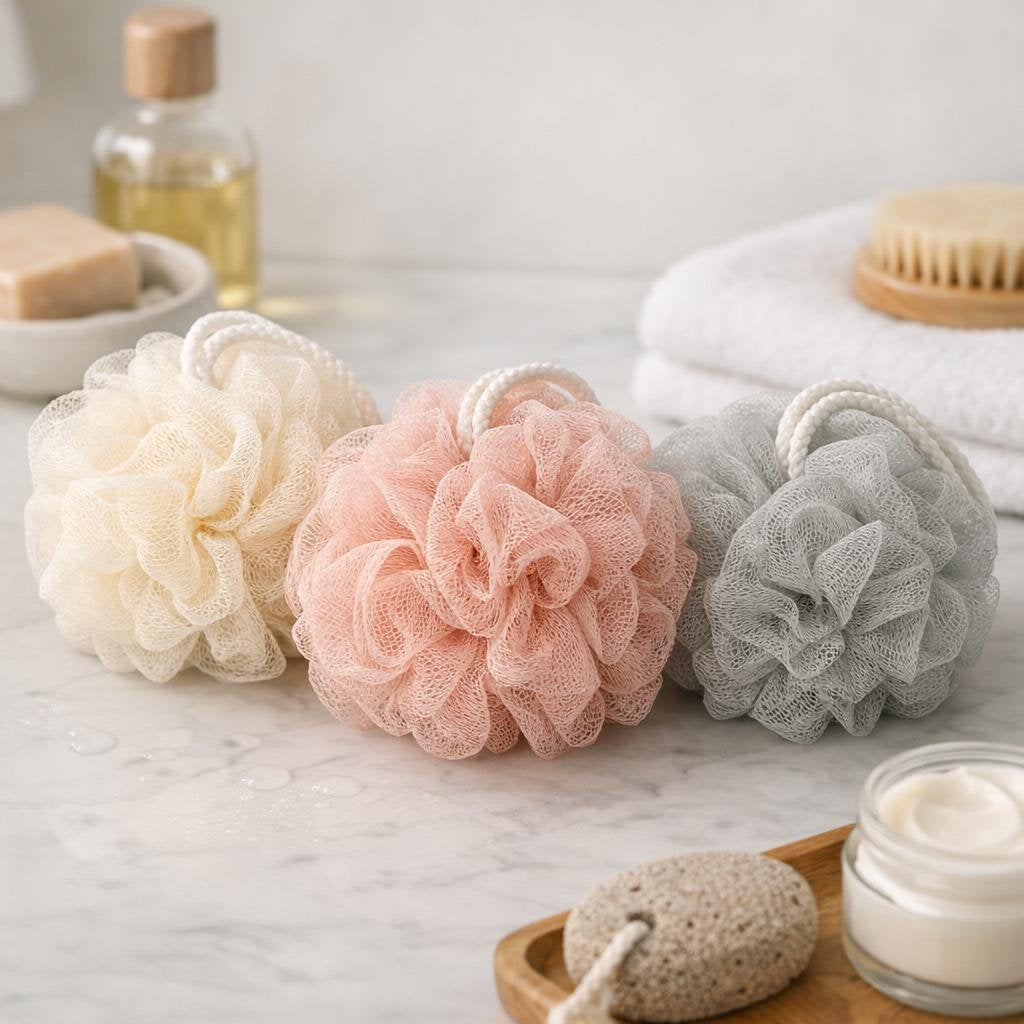 Bath loofahs for rich lather and gentle exfoliation
