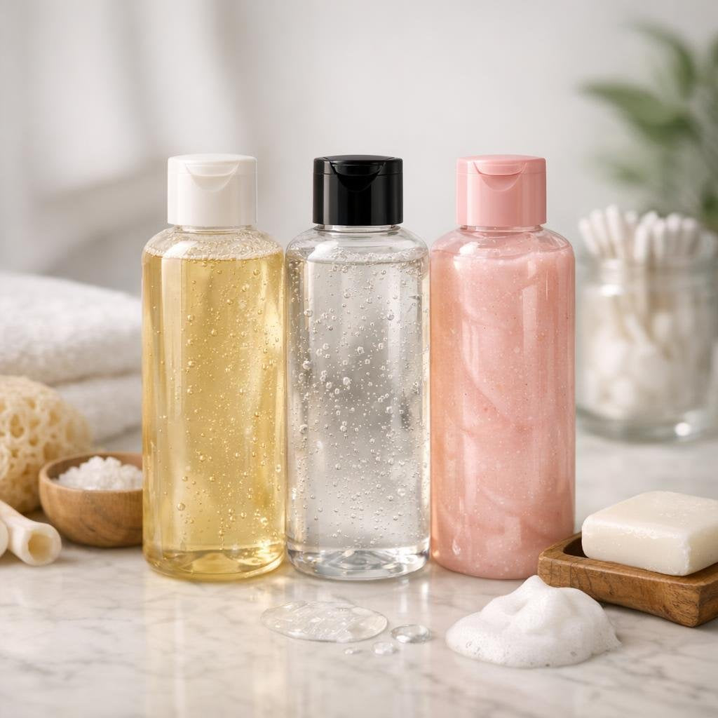 Bath and shower gels with soft-lather cleansing formulas