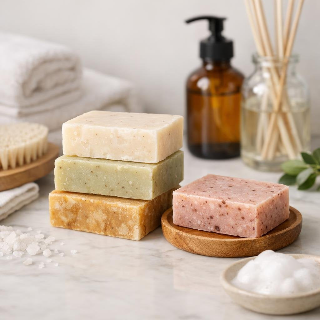 Assorted bath bar soaps for shower and handwashing