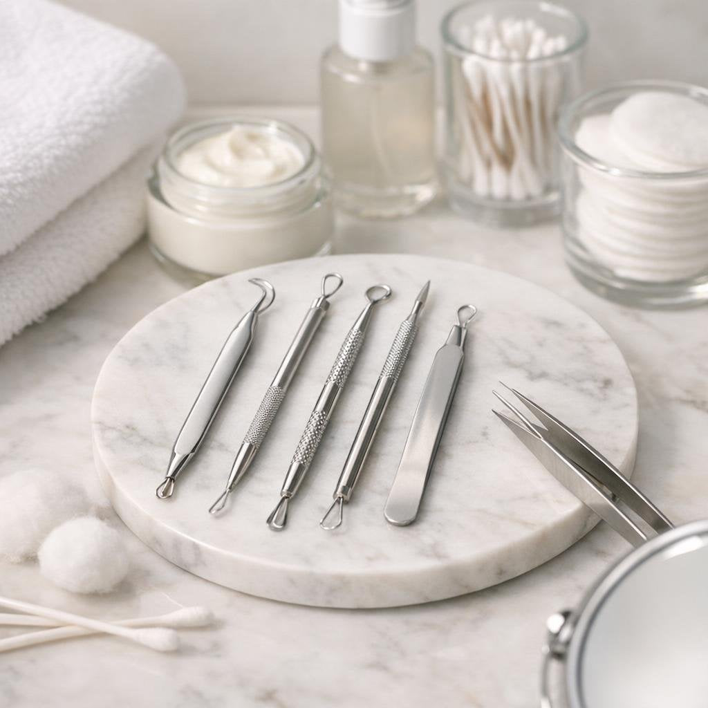Stainless steel loop comedone extractor tools for clearer pores
