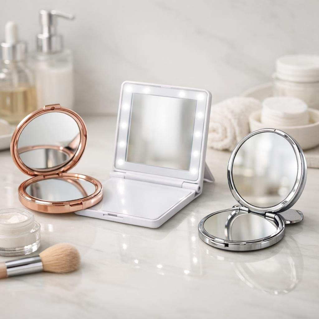 Compact travel mirrors for everyday makeup touch-ups