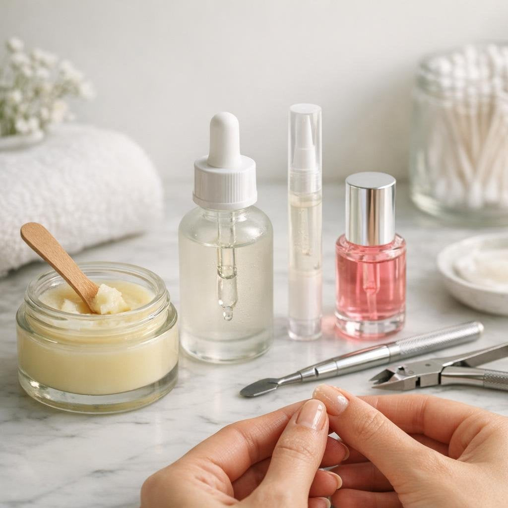 Cuticle oils, creams, and tools for neat nails