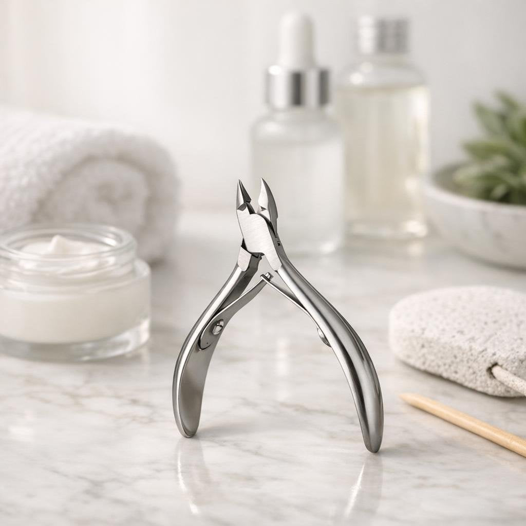 Stainless steel cuticle nippers with sharp aligned jaws