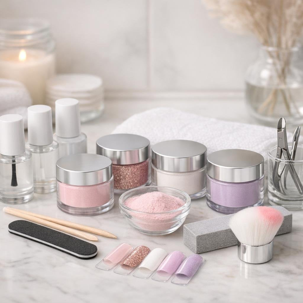 Dip manicure kit with powders and liquids for home nails
