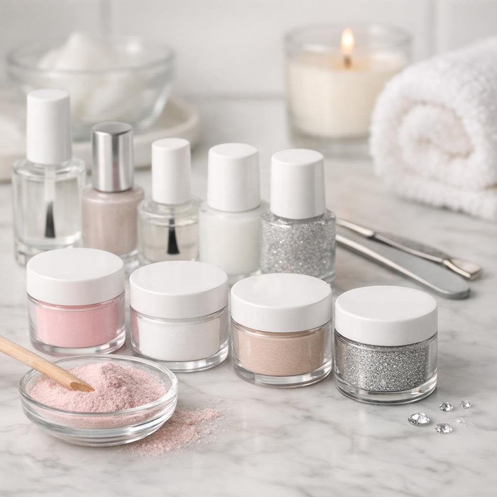 Dip manicure powders and liquids with kits for nails