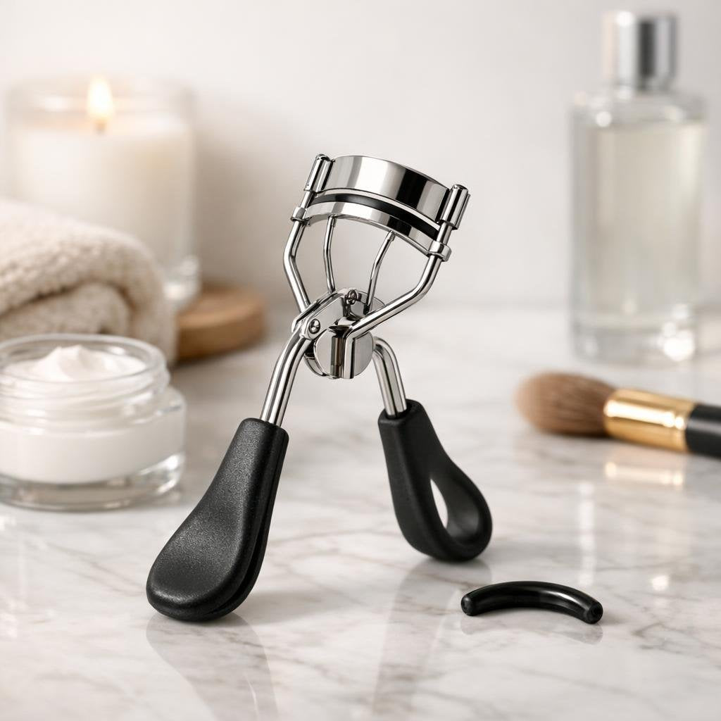 Professional eyelash curler with soft silicone pad