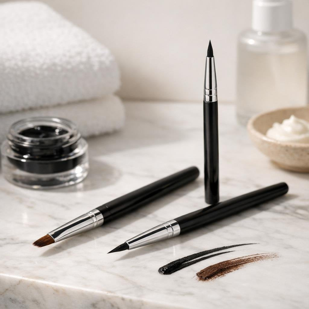 Precision eyeliner brushes for crisp wings and tightlining