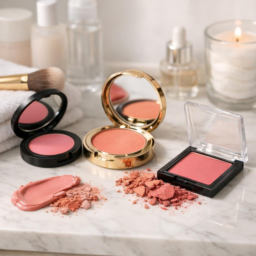Assorted face blush shades for natural cheek colour