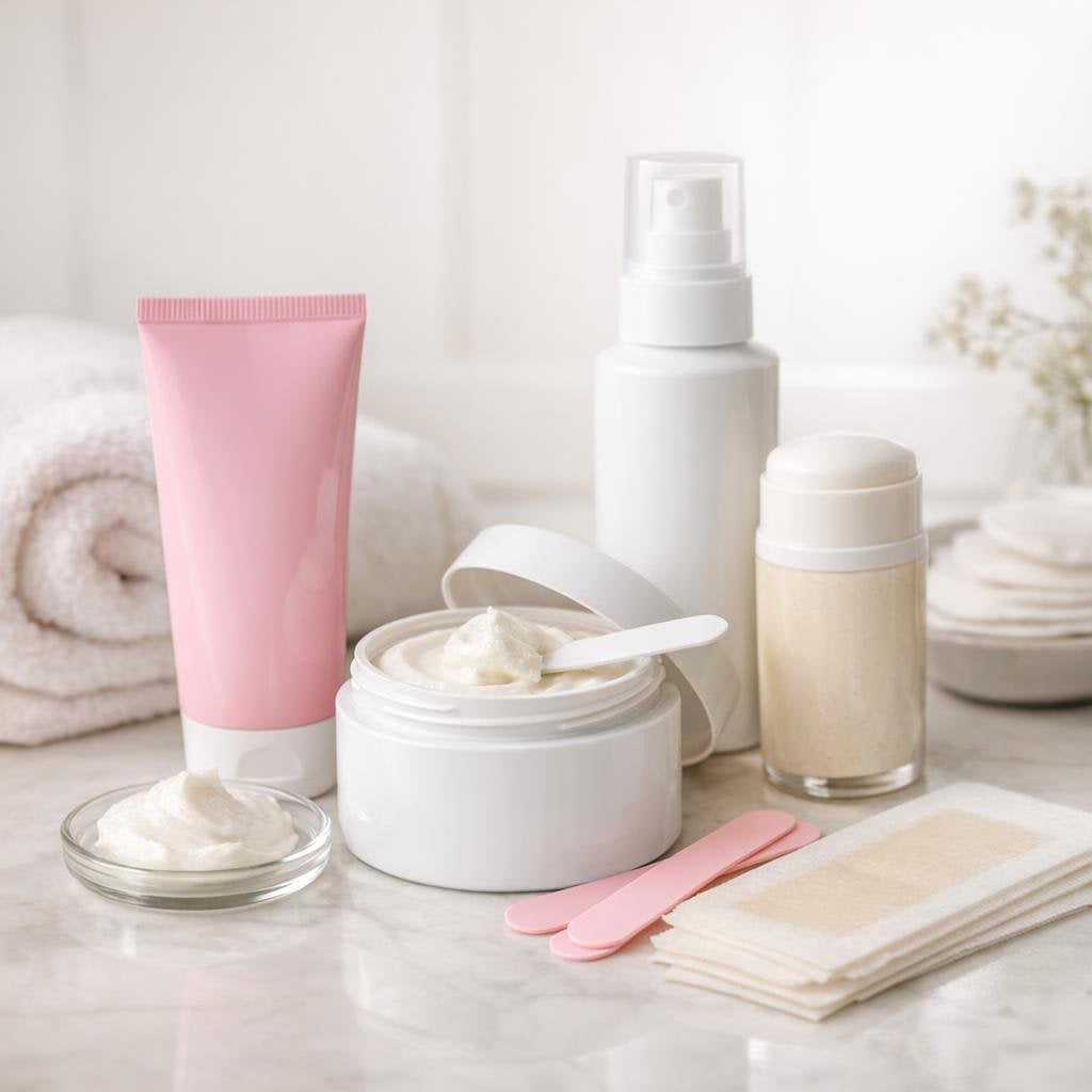 Depilatory creams for face and body hair removal