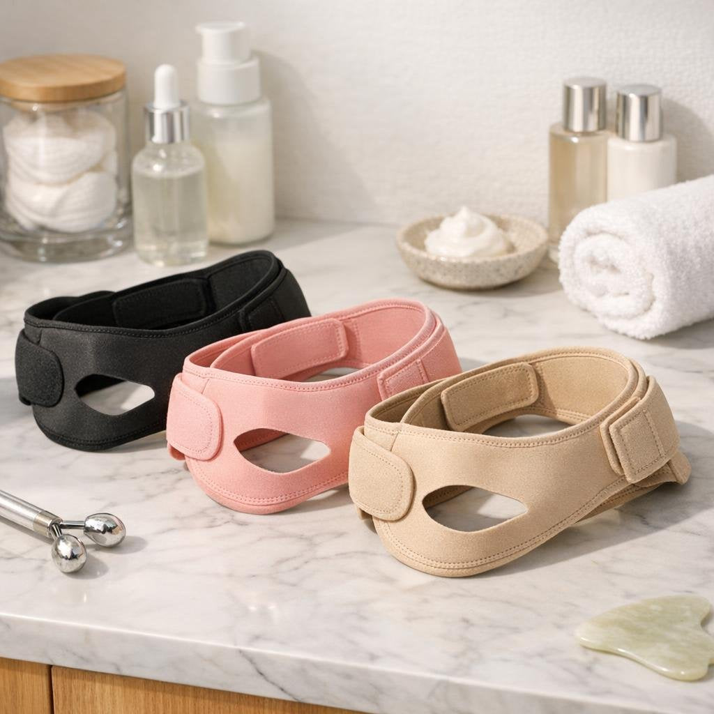 Face toning belt with adjustable straps for jawline support