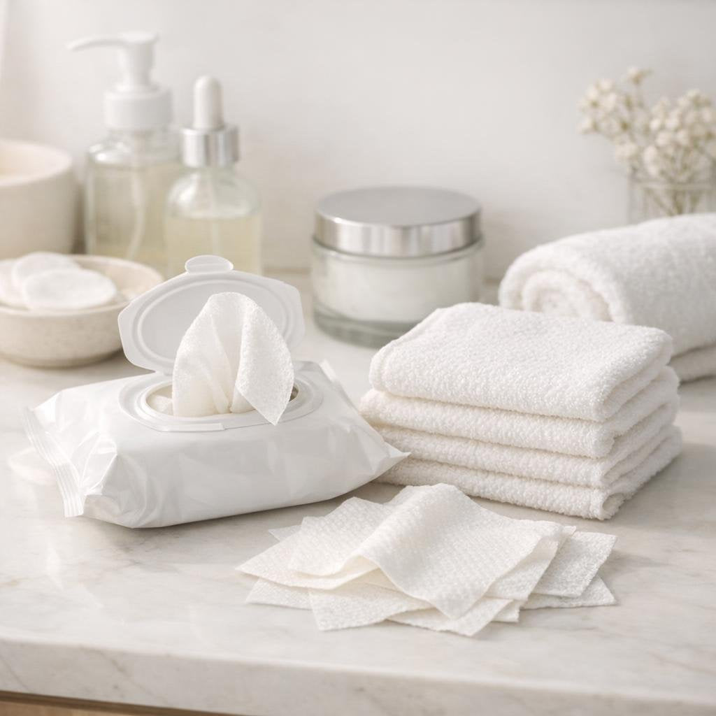Soft facial cleansing cloths and towelettes for makeup removal