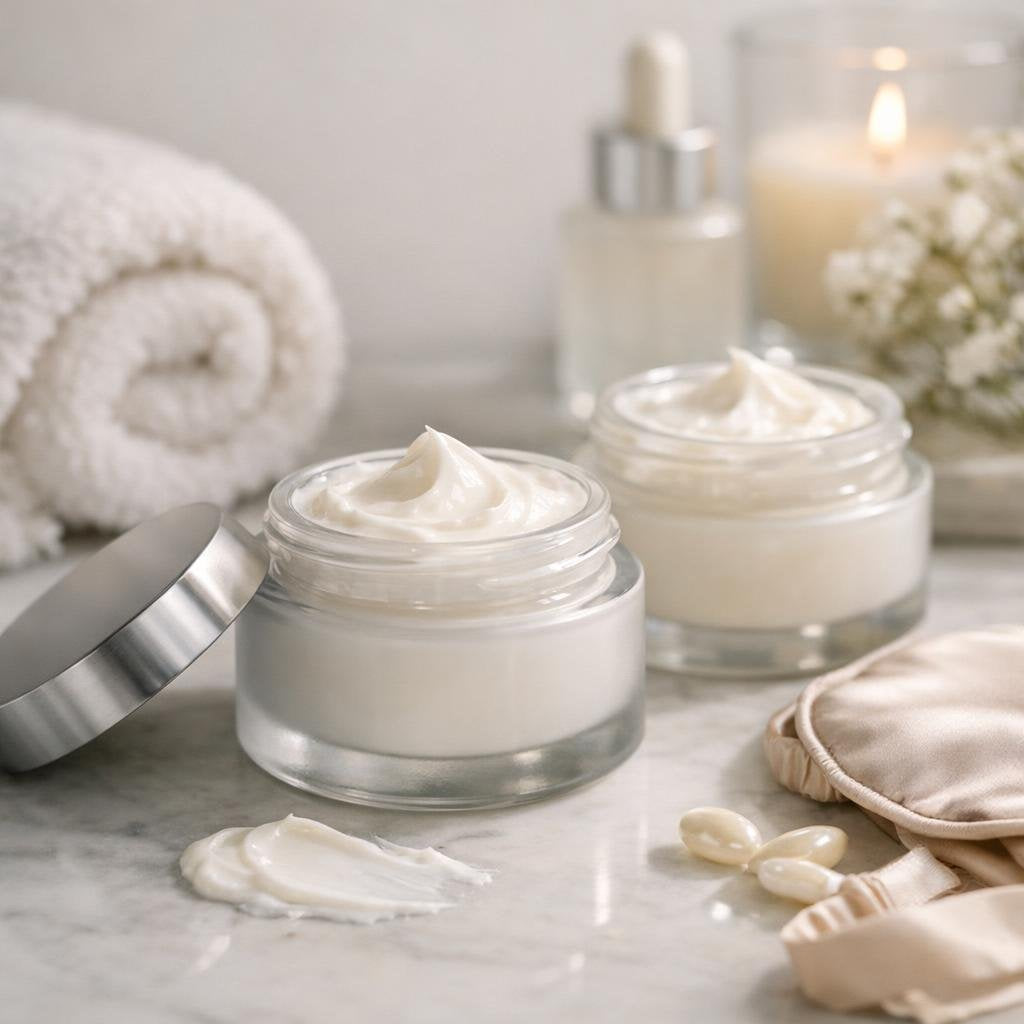 Facial night cream jars for overnight moisture support
