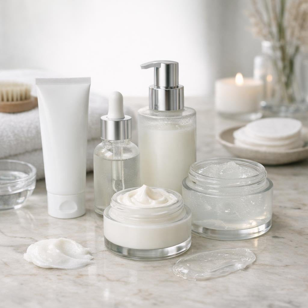 Facial skin care kit with cleanser, serum and moisturizer