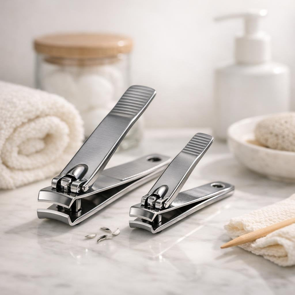 Precision nail clippers for clean fingernail and toenail trimming