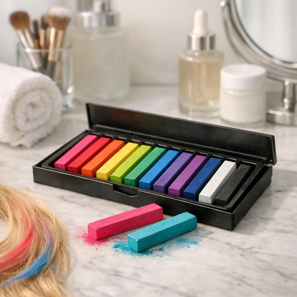 Temporary hair chalk sticks for vibrant colour streaks