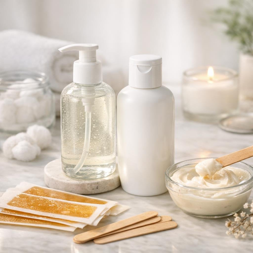 Waxing kits and gentle skin cleanser for smooth prep