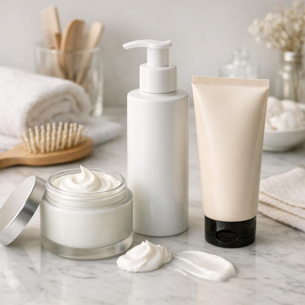 Hair styling creams and lotions for frizz control and shine