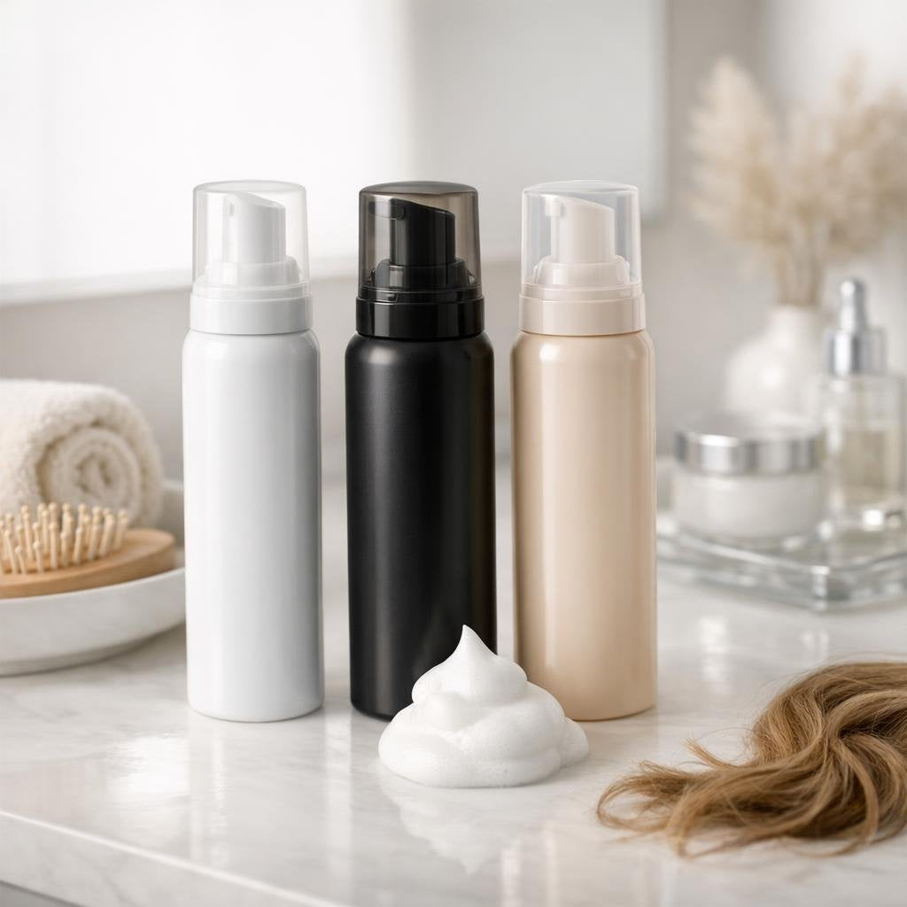 Hair styling foam bottles for volume and curl definition