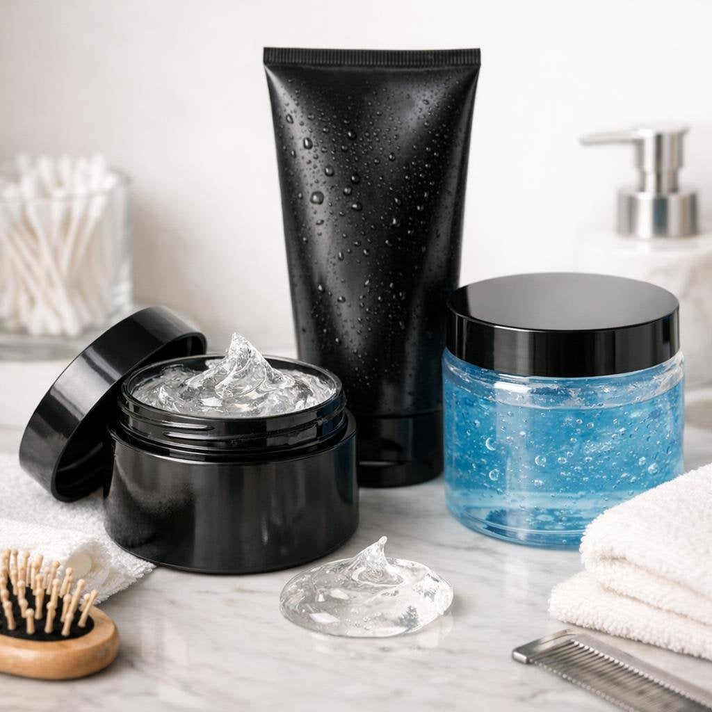 Hair styling gels for hold, shine, and frizz control