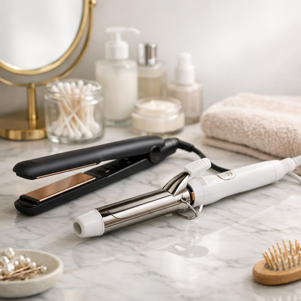Hair styling irons for sleek straight and soft waves