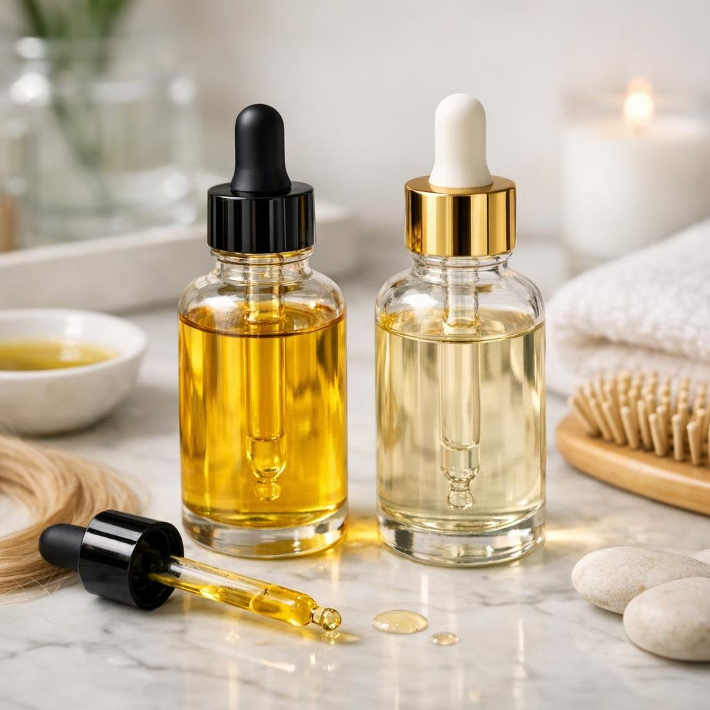 Lightweight hair styling oil for shine and frizz control