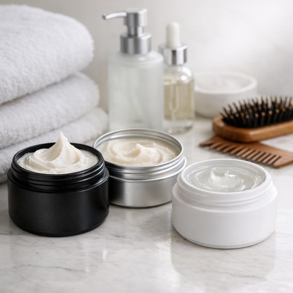 Hair styling wax tins for flexible hold and texture