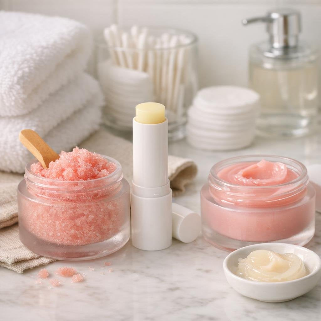 Lip care assortment with balm, gloss, and SPF protection
