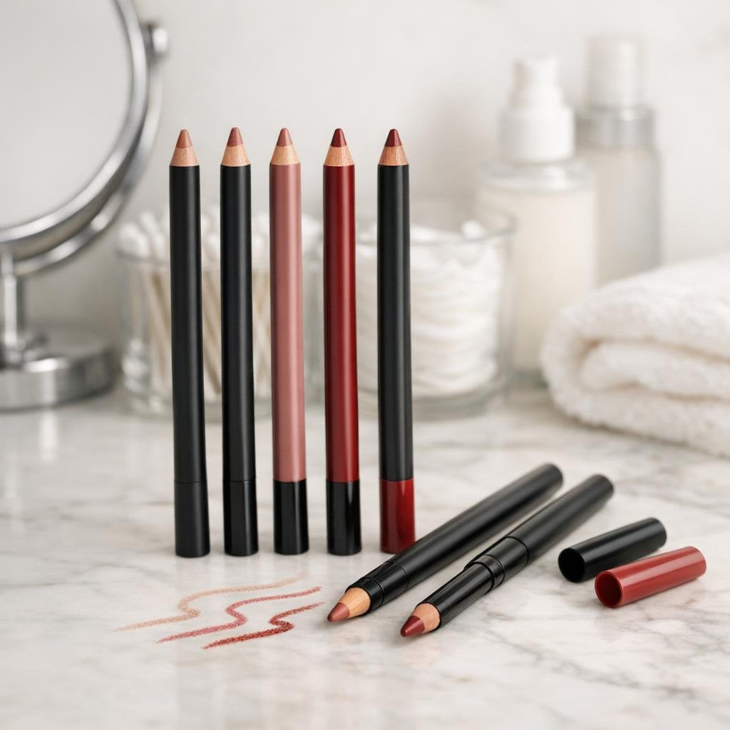 Assorted precision lip liners in nude and rose shades