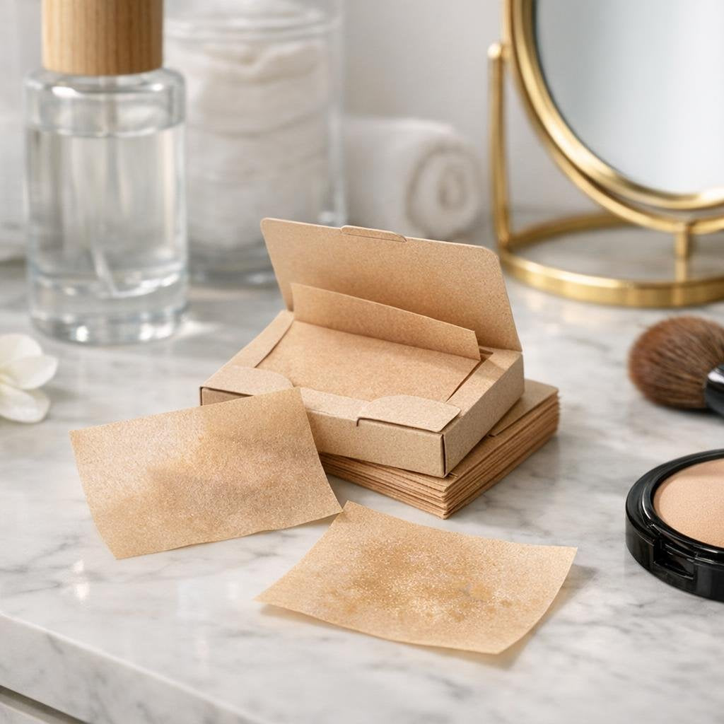 Makeup blotting paper sheets for fast shine control