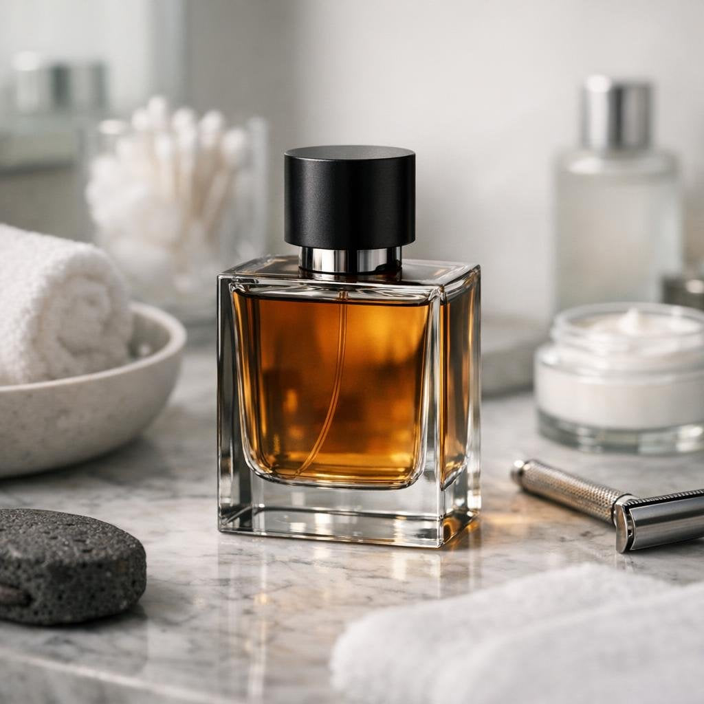 Men’s Eau de Parfum bottles with woody aromatic profiles
