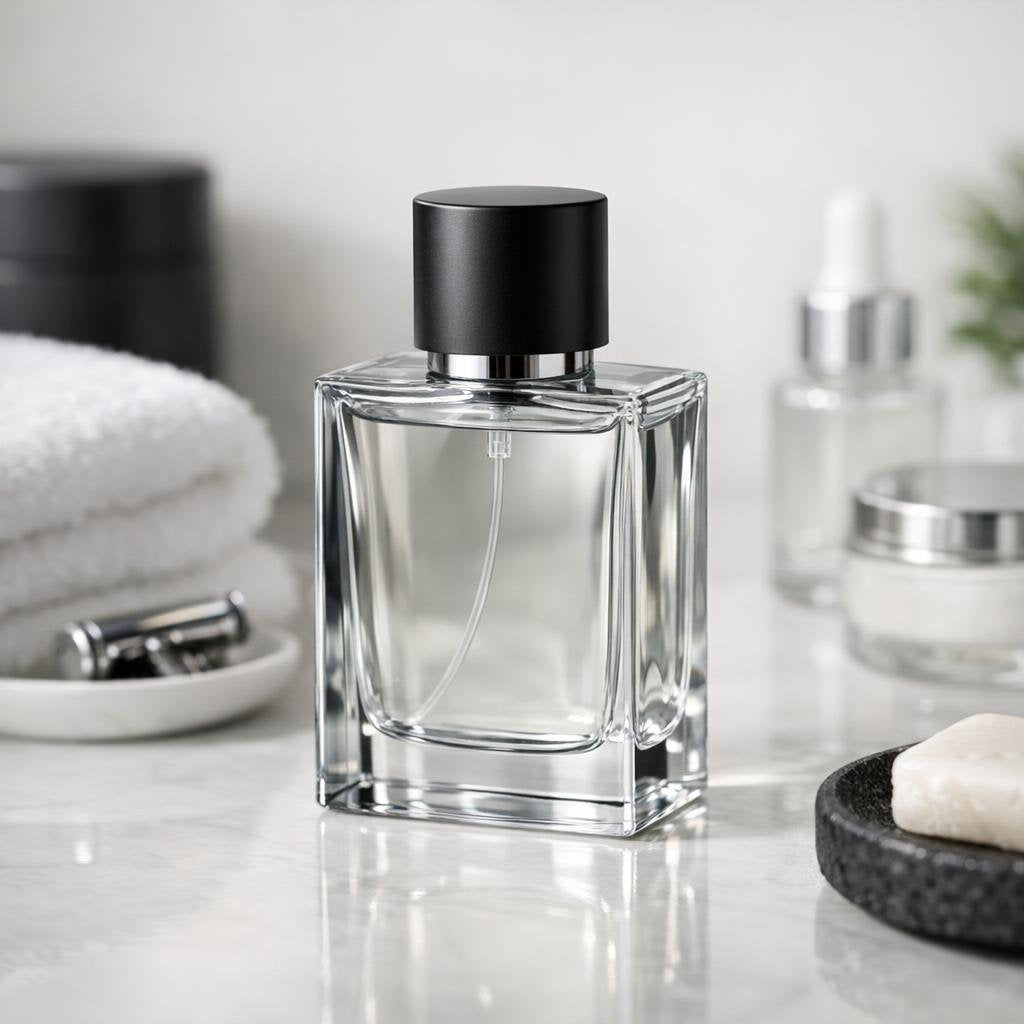 Men’s eau de toilette bottles in a modern lineup