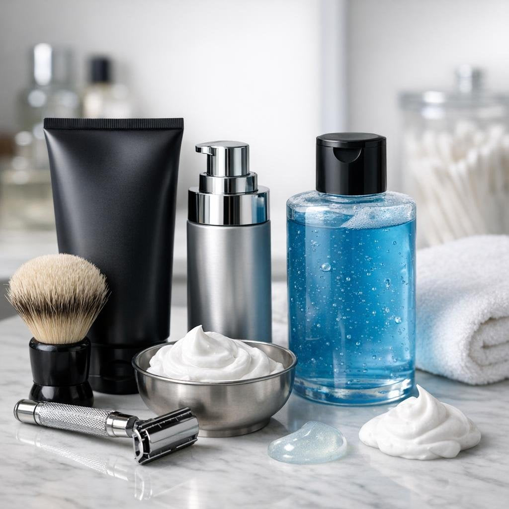 Men’s shaving creams, lotions and gels assortment