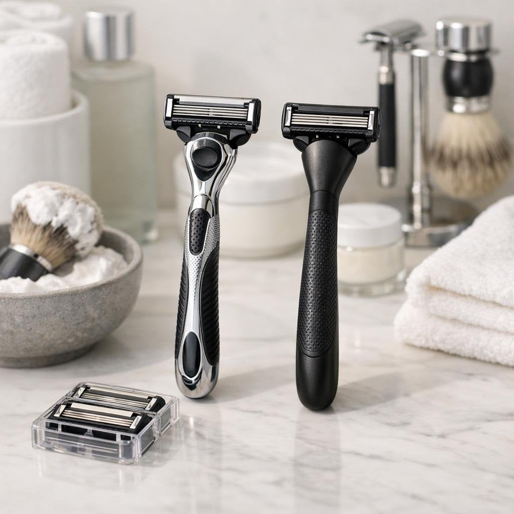 Men’s razors with cartridges and safety blades assortment