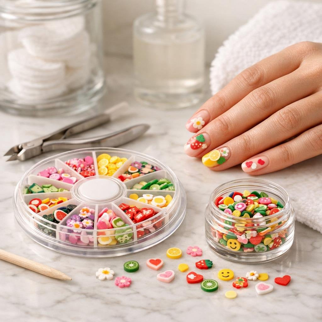 Colourful Fimo nail art slices and charms assortment