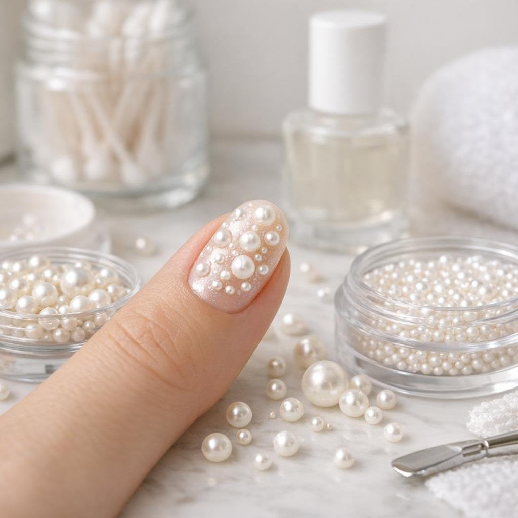 Micro pearls for elegant 3D nail art accents
