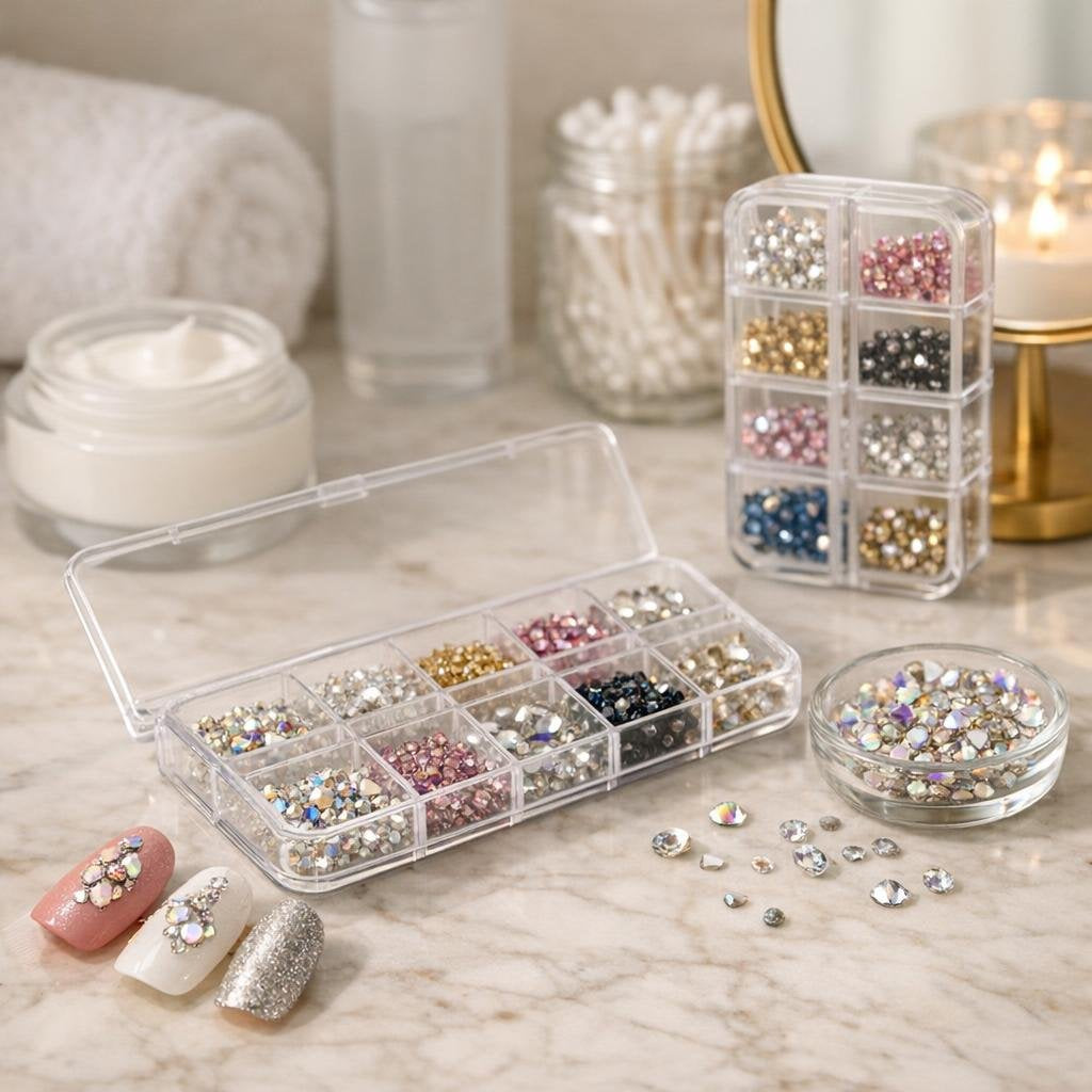 Assorted nail art rhinestones for gel and acrylic nails