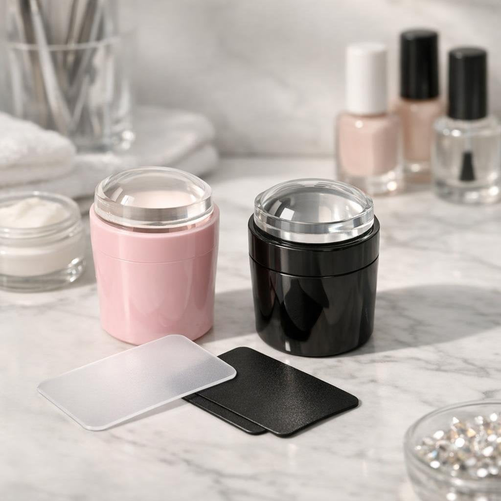 Nail art stamper and scraper set for clean prints