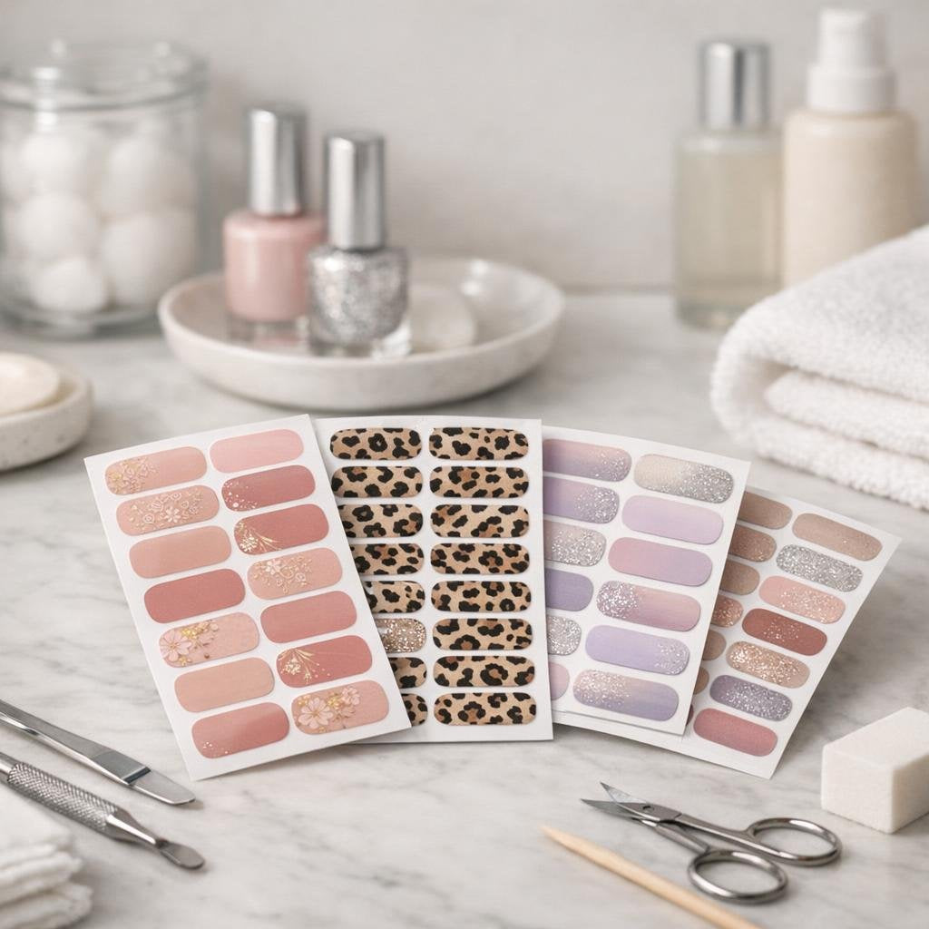 Assorted nail art wraps for quick DIY manicures