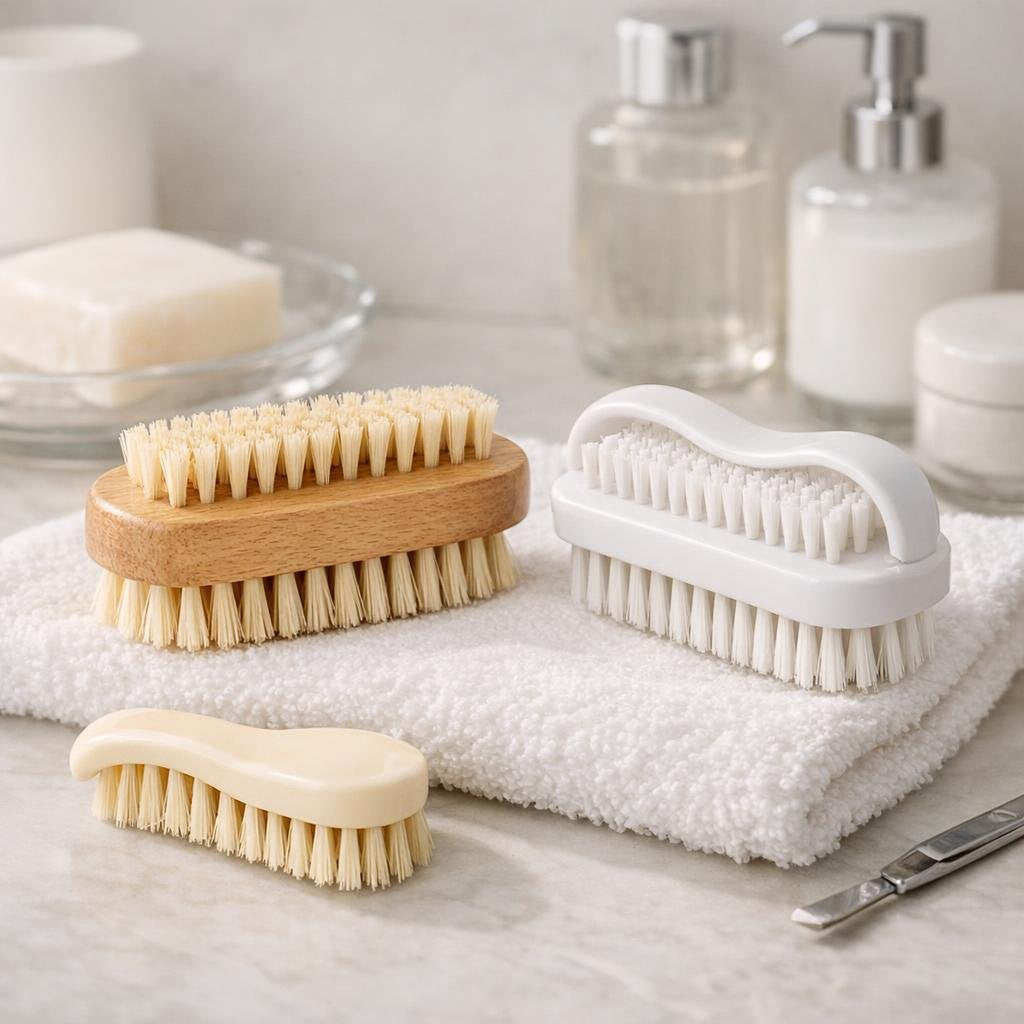 Nail cleaning brush for manicure prep and dust removal