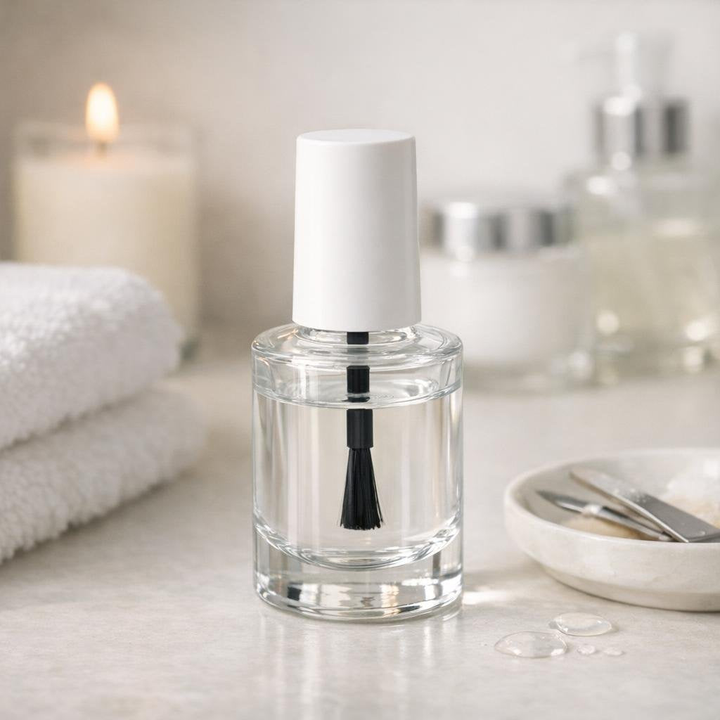 Clear nail polish base coat brush on nails