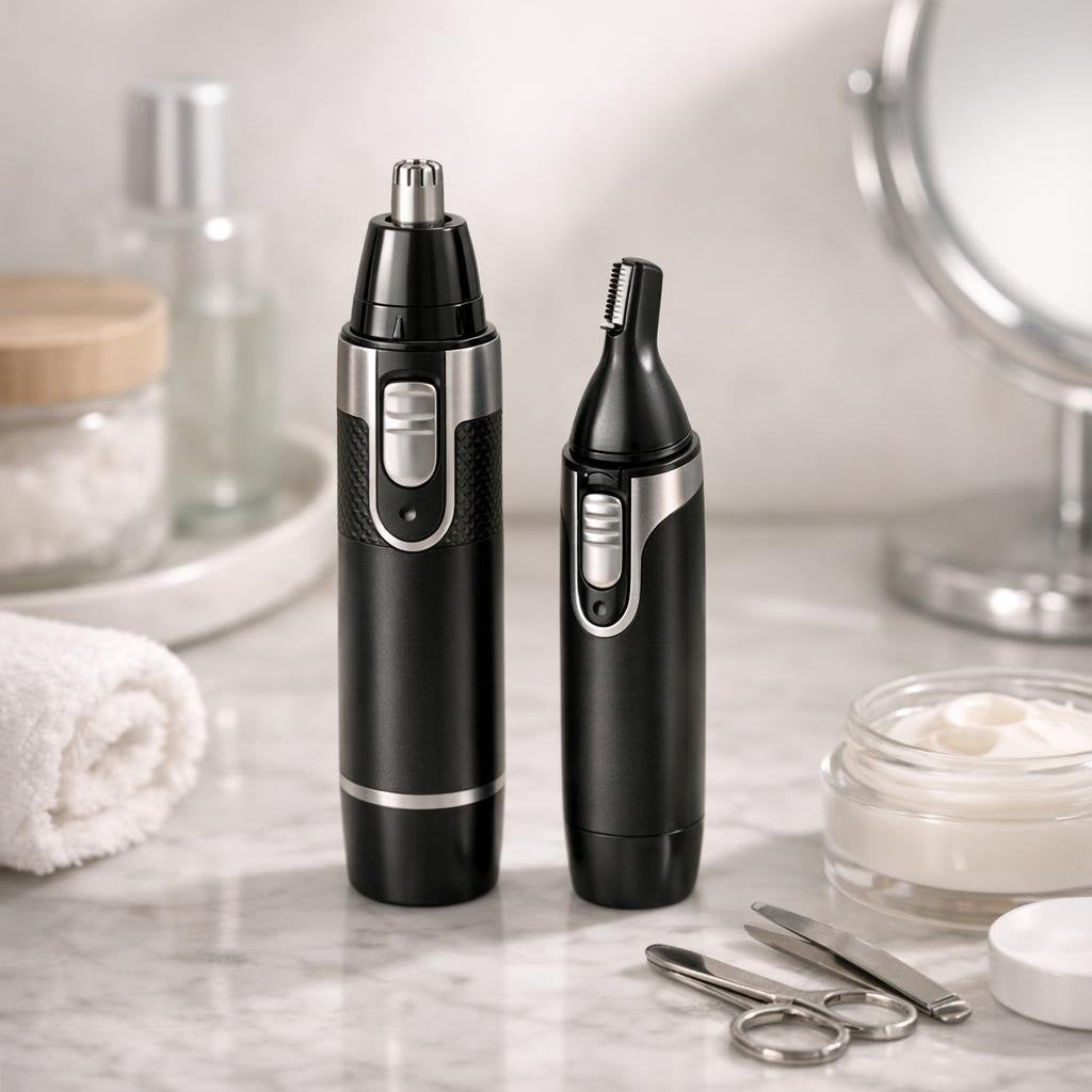 Compact nose and ear hair trimmer for safe detailing