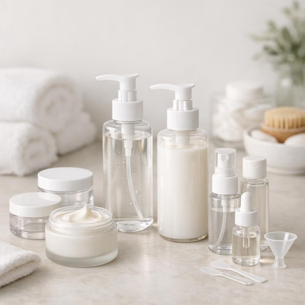 Refillable cosmetic containers for skincare and travel toiletries