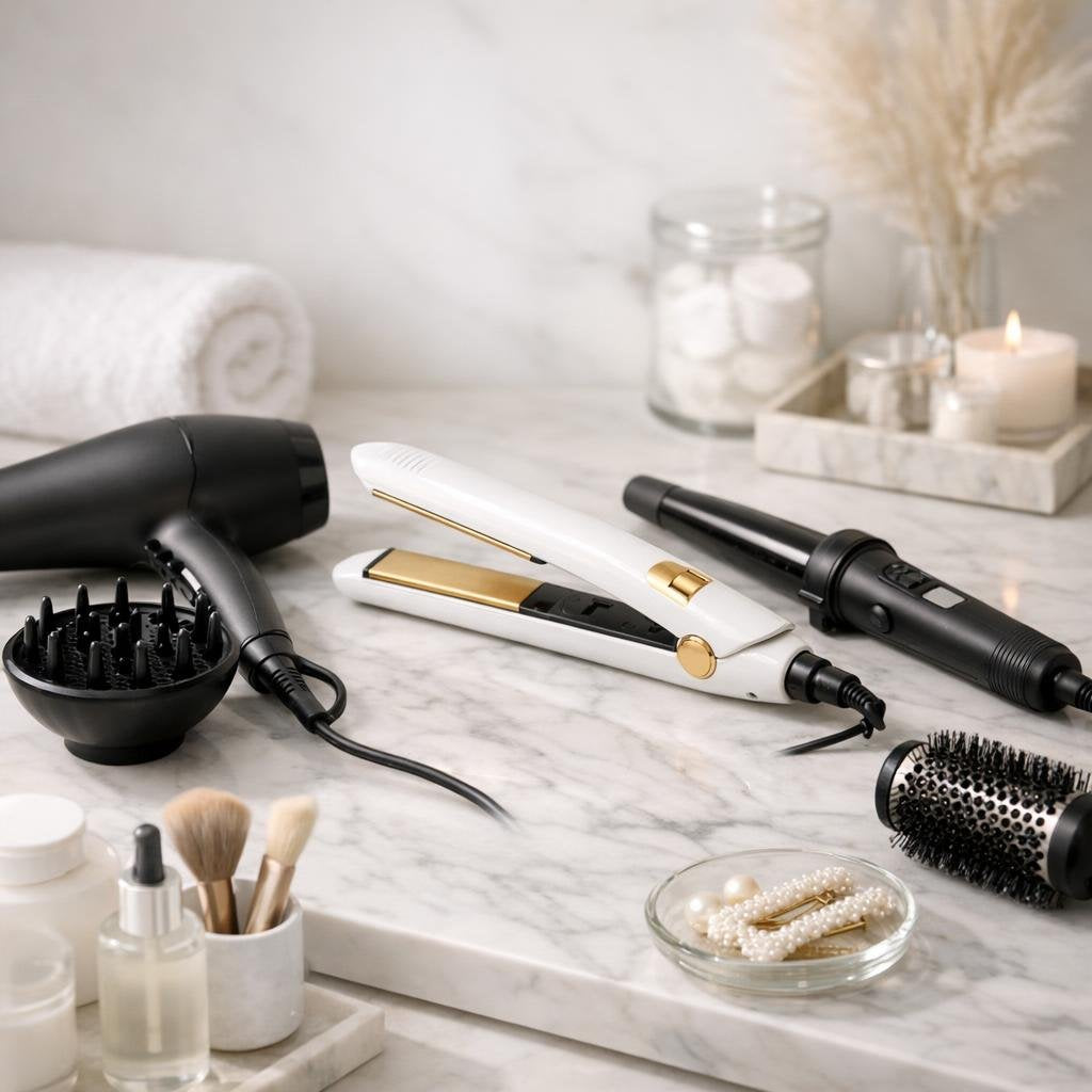 Assorted professional hot tools and styling appliances