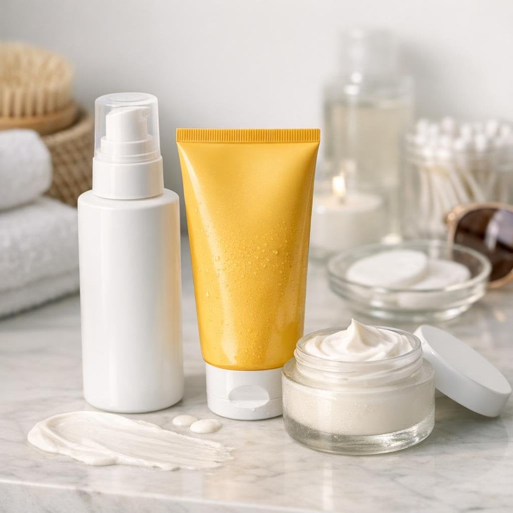 Sun skin care essentials featuring SPF and after-sun hydration