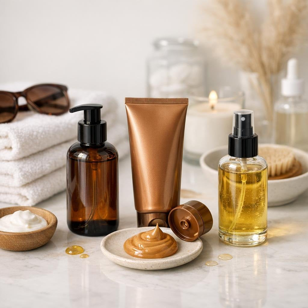 Tanning oils and lotions for smooth, radiant skin