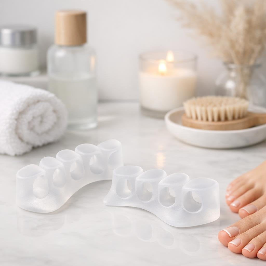 Soft gel toe separators for comfortable toe spacing