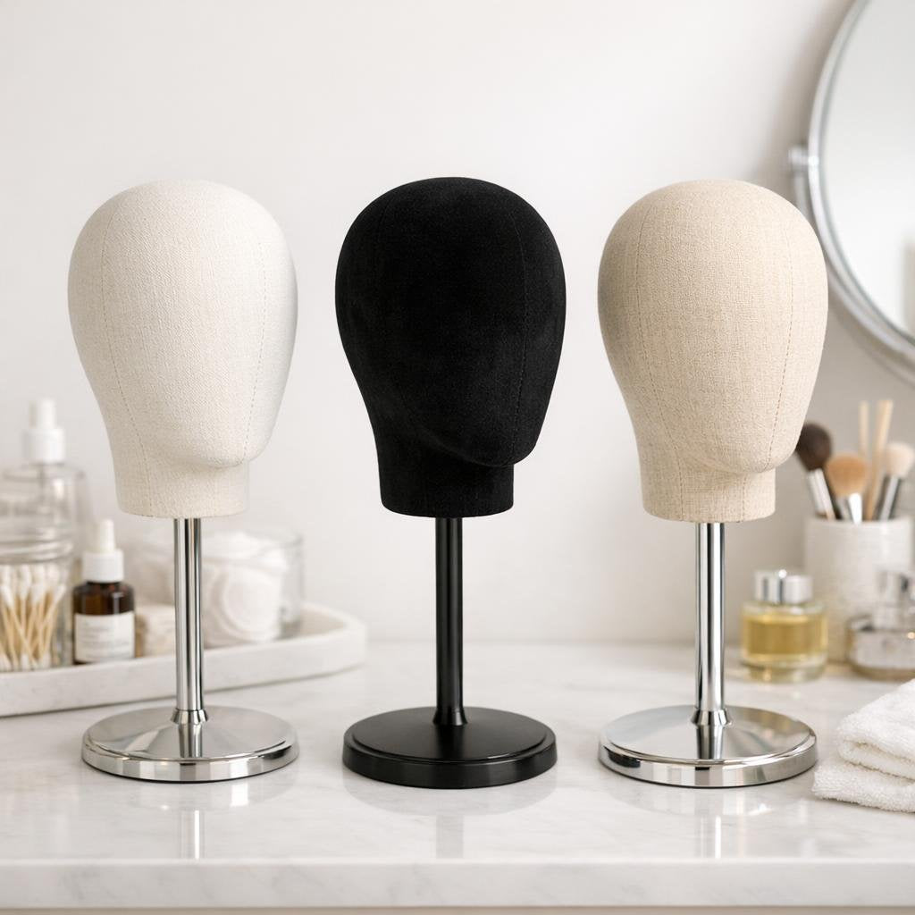 Wig head stand for drying, styling, and storage