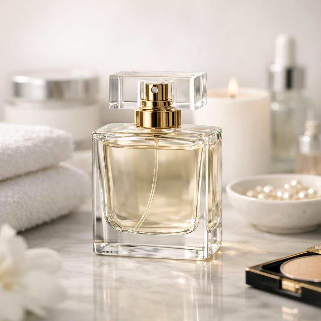 Women’s cologne bottles with citrus, floral and musk notes