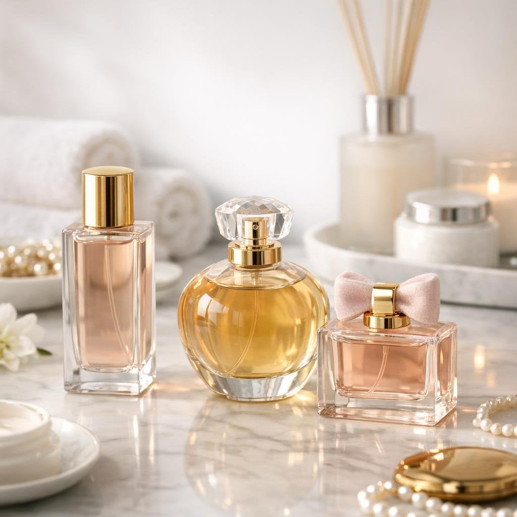 Women’s fragrance collection featuring floral, citrus, musk and amber