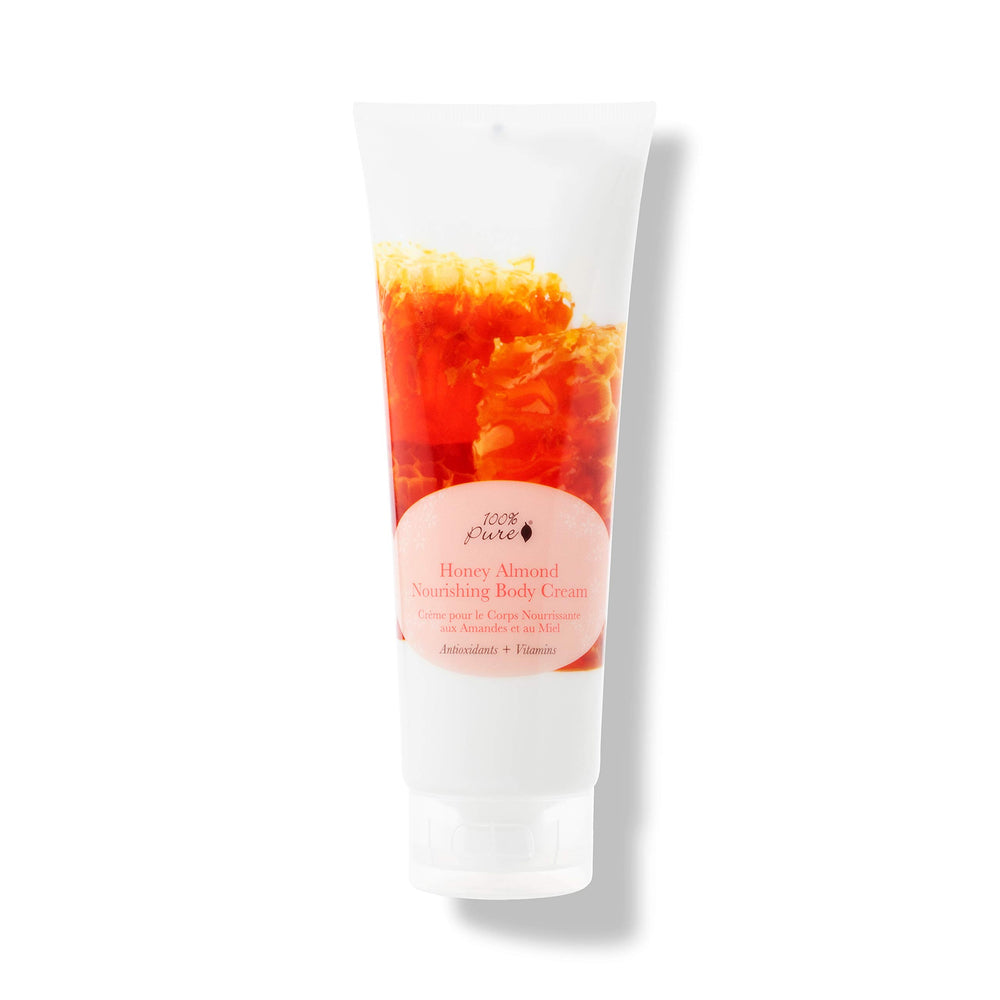 100% PURE Nourishing Body Cream Honey Almond jar for deep moisture on dry skin